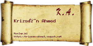 Krizsán Ahmed névjegykártya